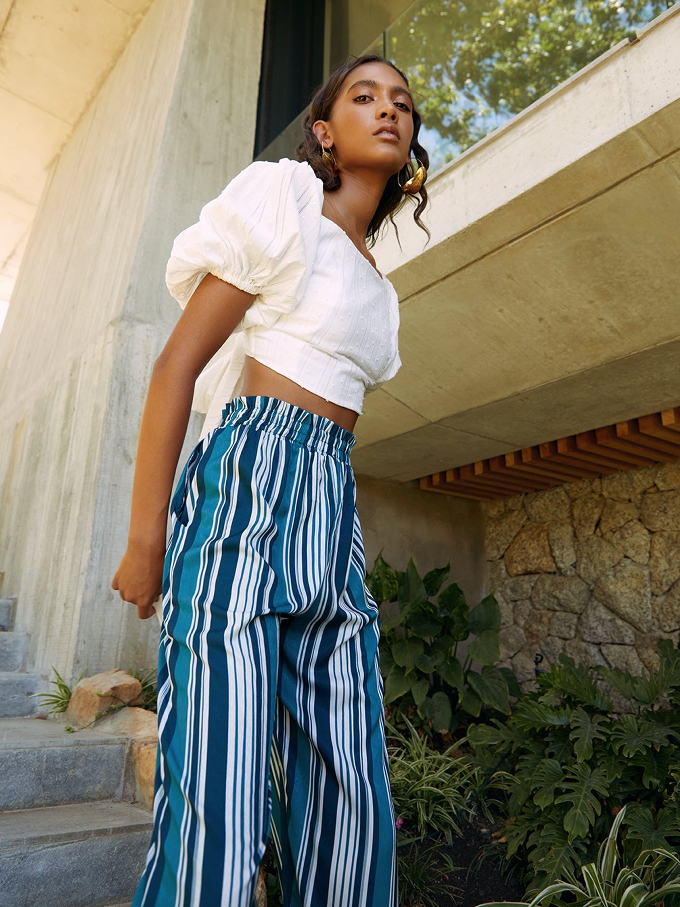 Leer Pants | Rayas Blu