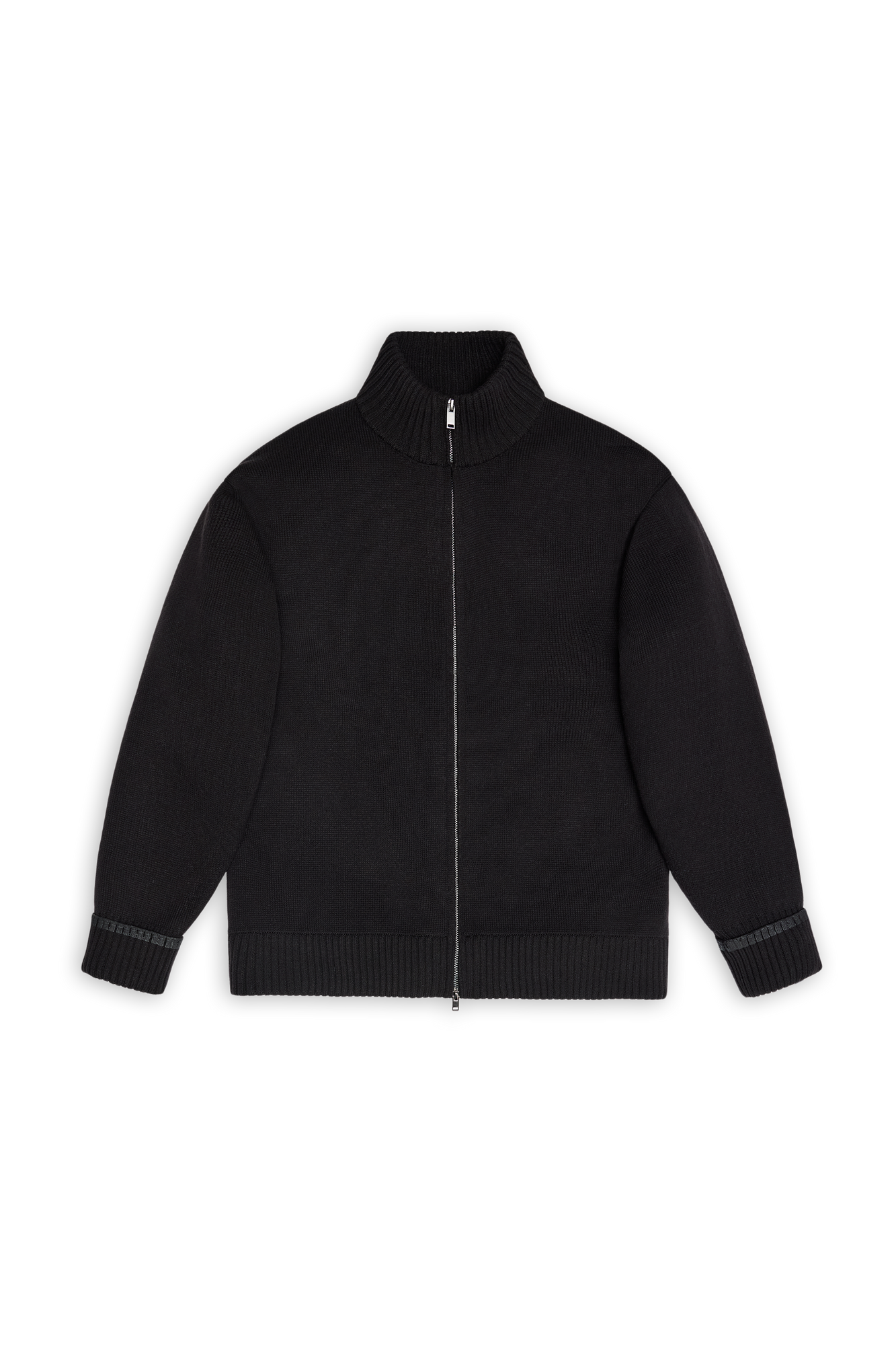 RAINS Sowa Knit Zip Cardigan Black Long Sleeve