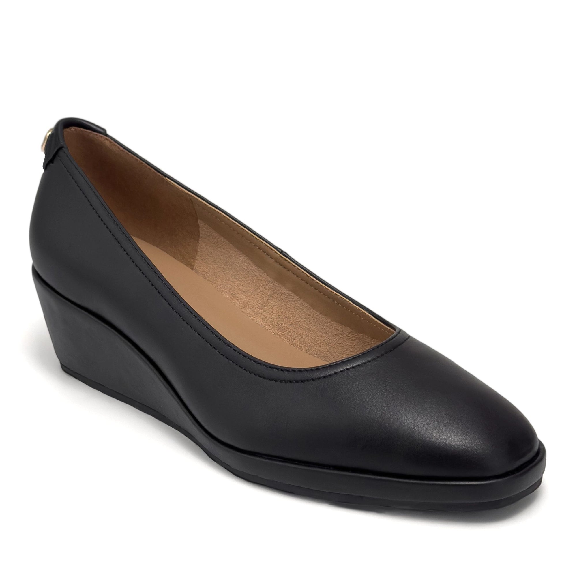 Roma Dress Wedge | Black/Black Faux Soft Nappa