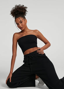 Chunky Knit Crop Top | Black