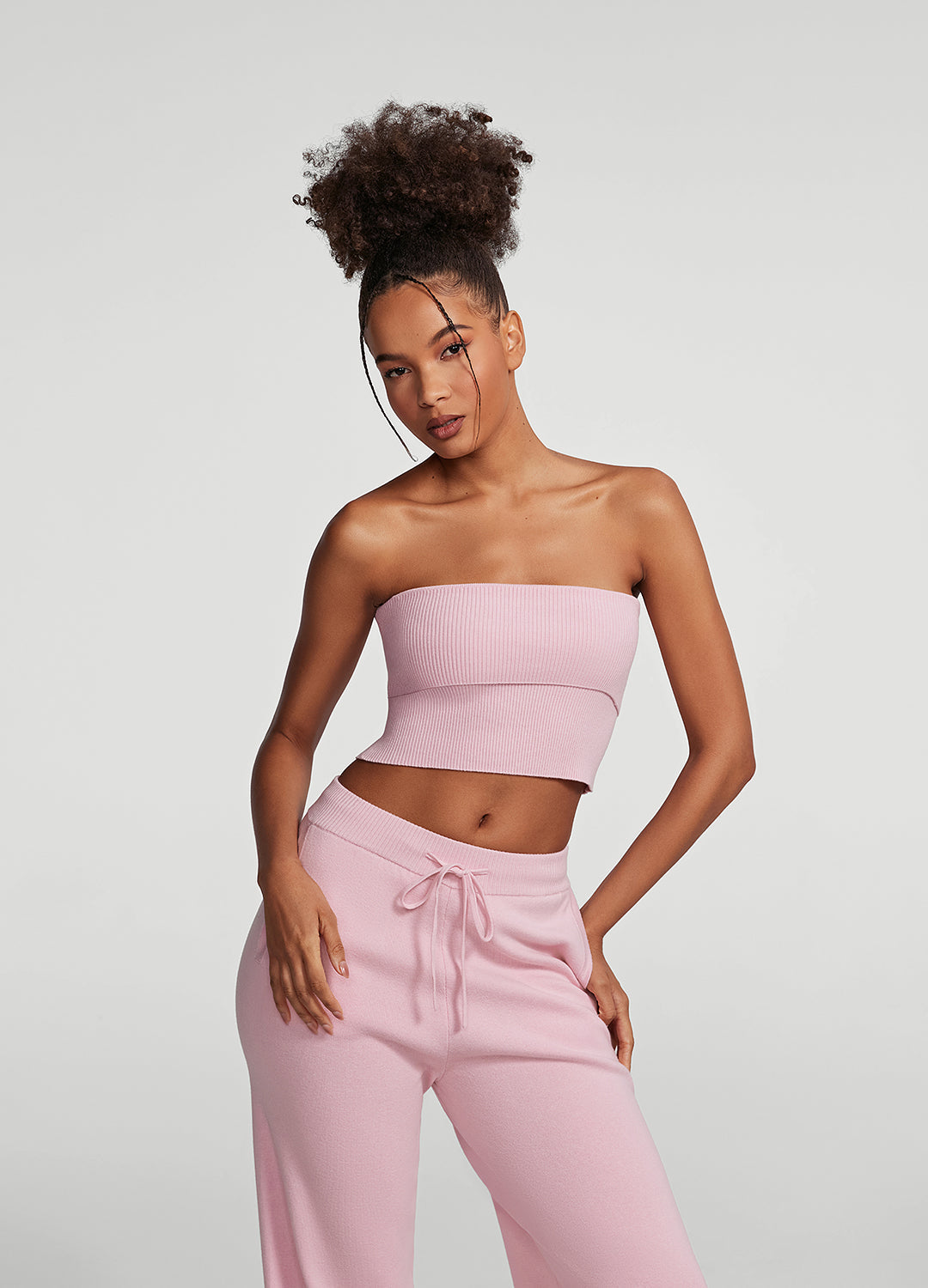 Chunky Knit Crop Top | Ballet Pink