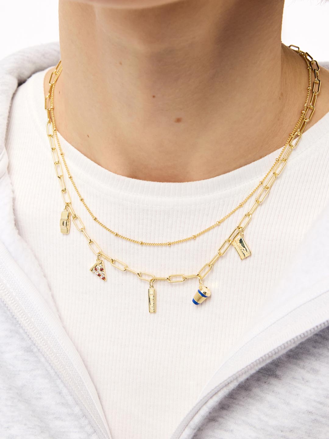 Charm Necklace - A New York Minute | 14K Gold on Brass + Cubic Zirconia/Enamel