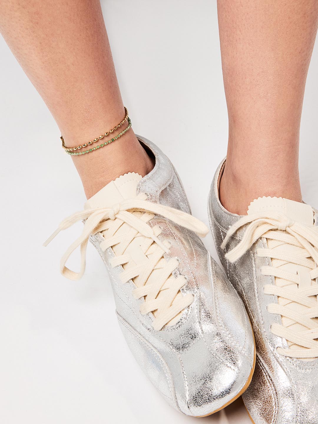 Gold Anklet - Crew Anklet | 14K Gold on Brass | Green Aventurine