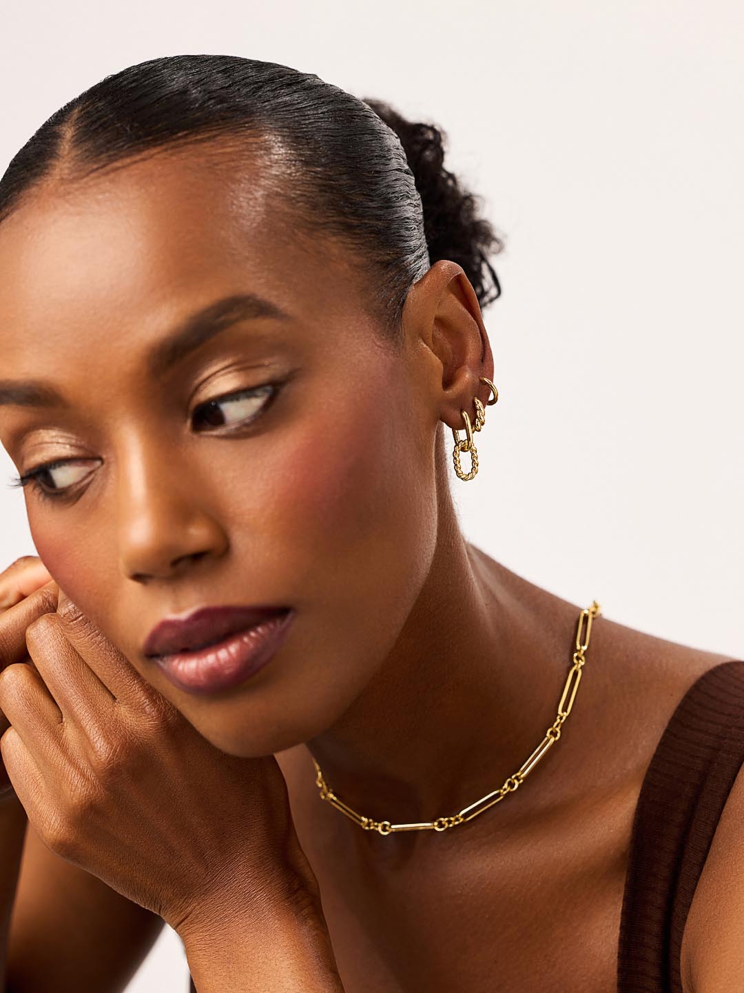 Ash Double Mini Drop Earrings | 14K Gold on Brass