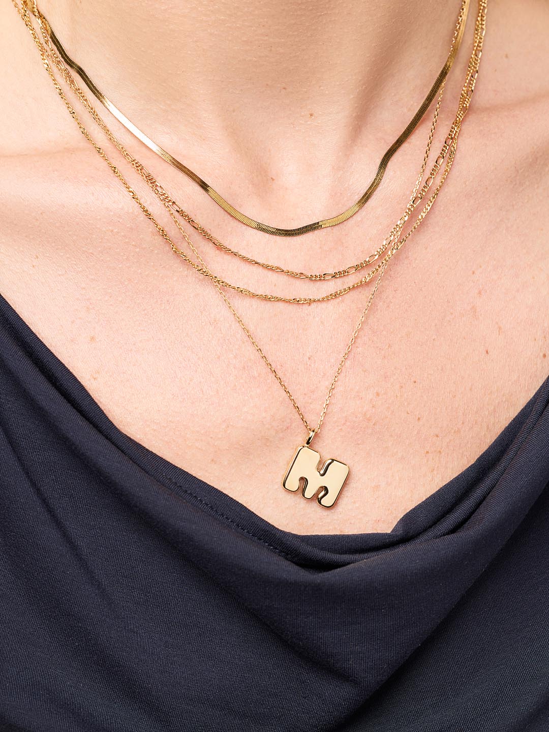 Sterling Silver - Bubble Letter Necklace | 14K Gold on Sterling Silver