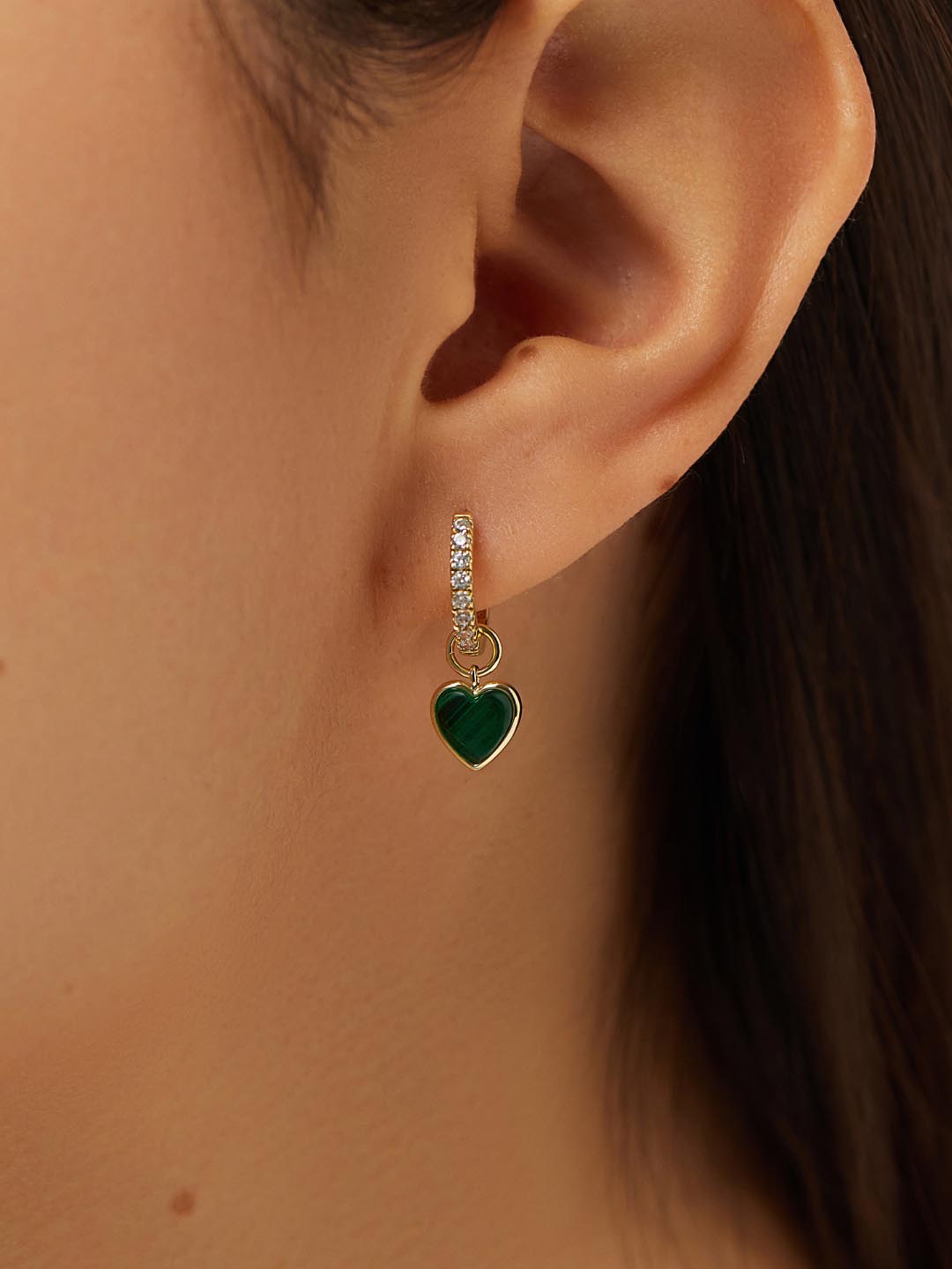 Ana Luisa Jewelry Earring Charms Earring Charms Malachite Heart Charms Gold