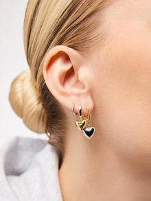 Wesley Heart Earrings | 14K Gold on Brass/Rhodium on Brass