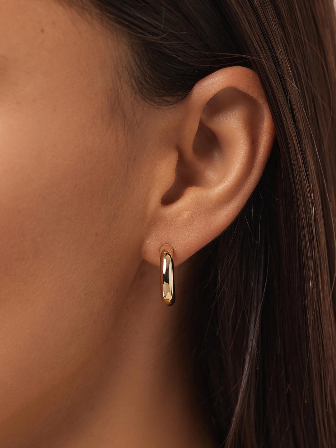 Bold C-Small Chunky Hoop Earrings | 10K Solid Gold