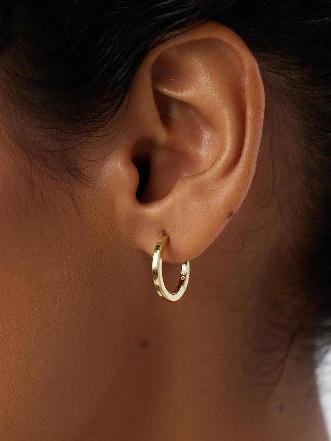 Gold Huggie Hoop Earrings - Medium | 14K Gold on Brass