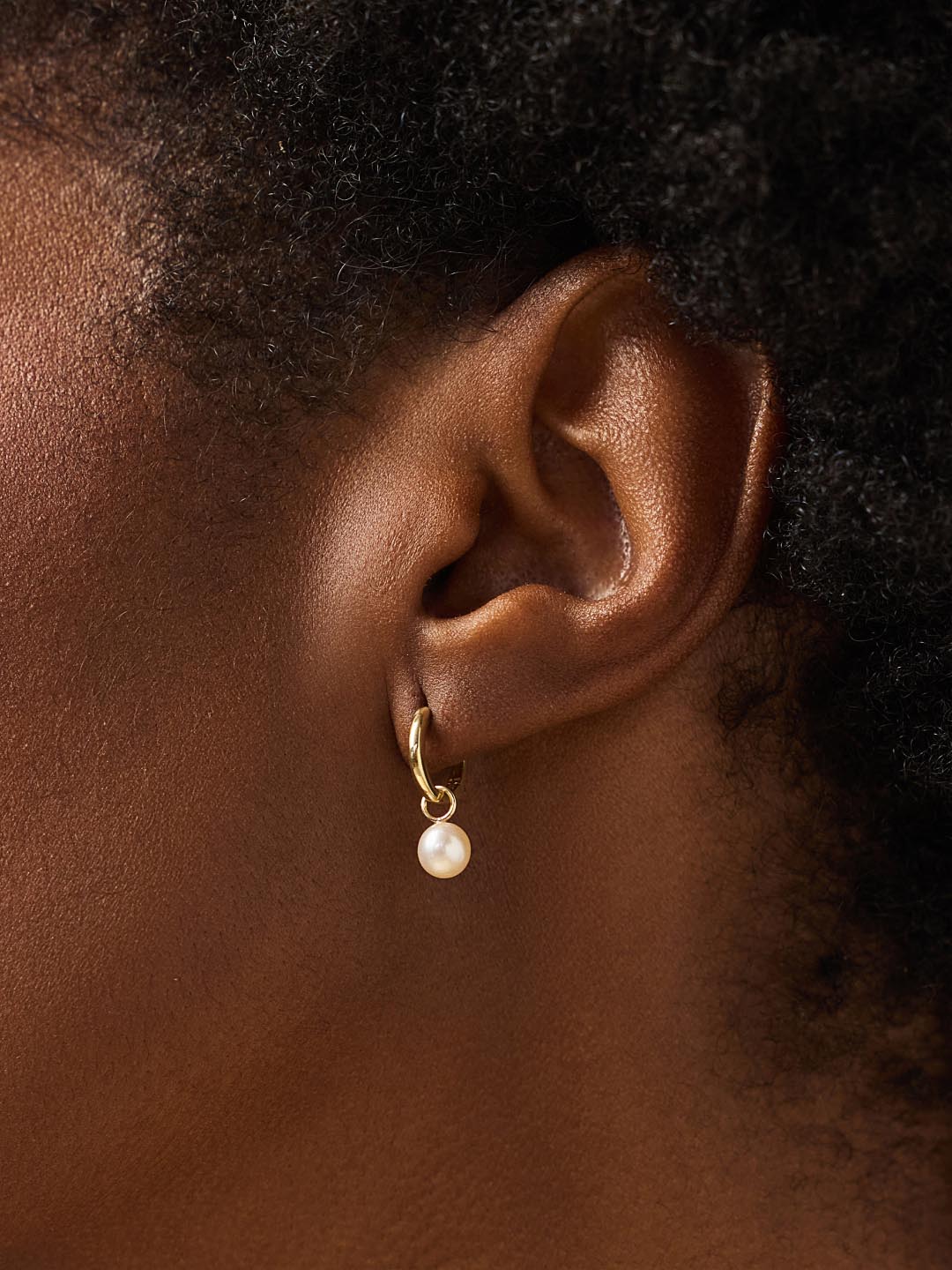 Small Hoop Earrings | 10K Solid Gold | Freshwater Pearls