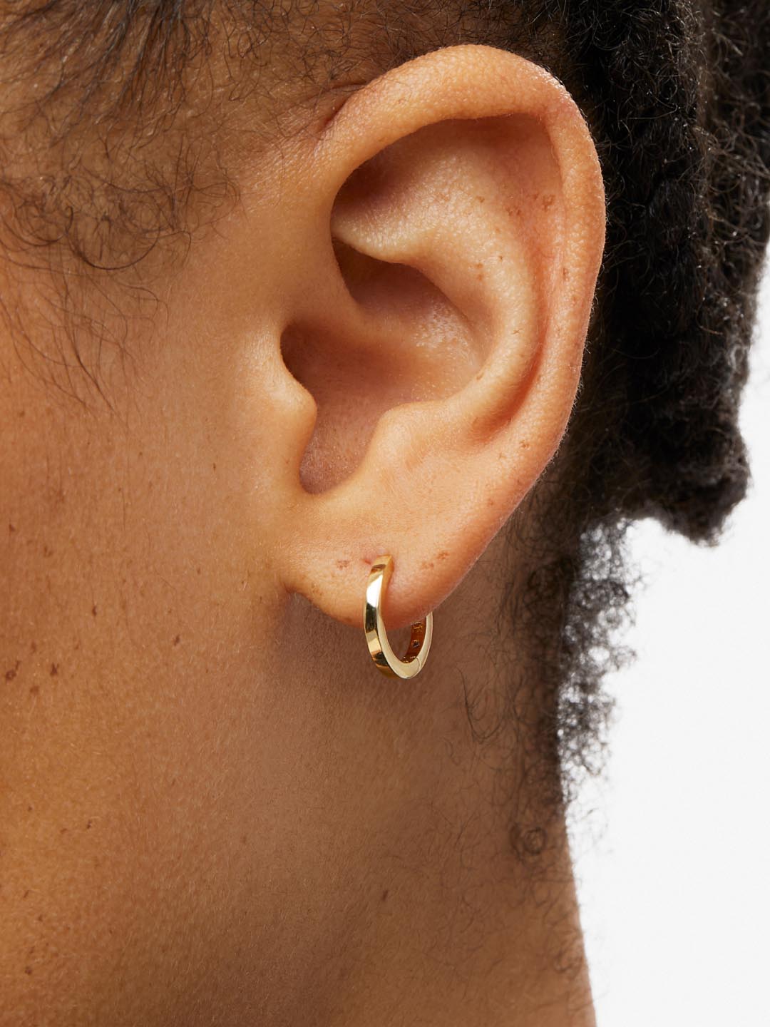 Gold Huggie Hoop Earrings | 14K Gold on Brass