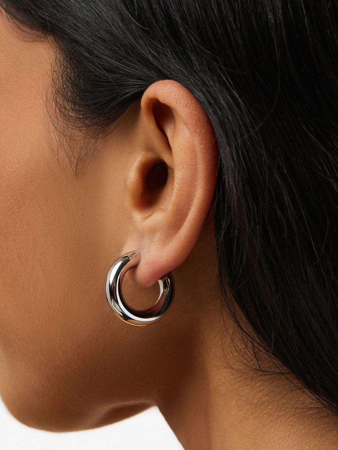 Silver Hoop Earrings - Tia Mini Silver | Platinum on Brass