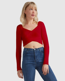Women | Forget Me Not Knit Crop | Red