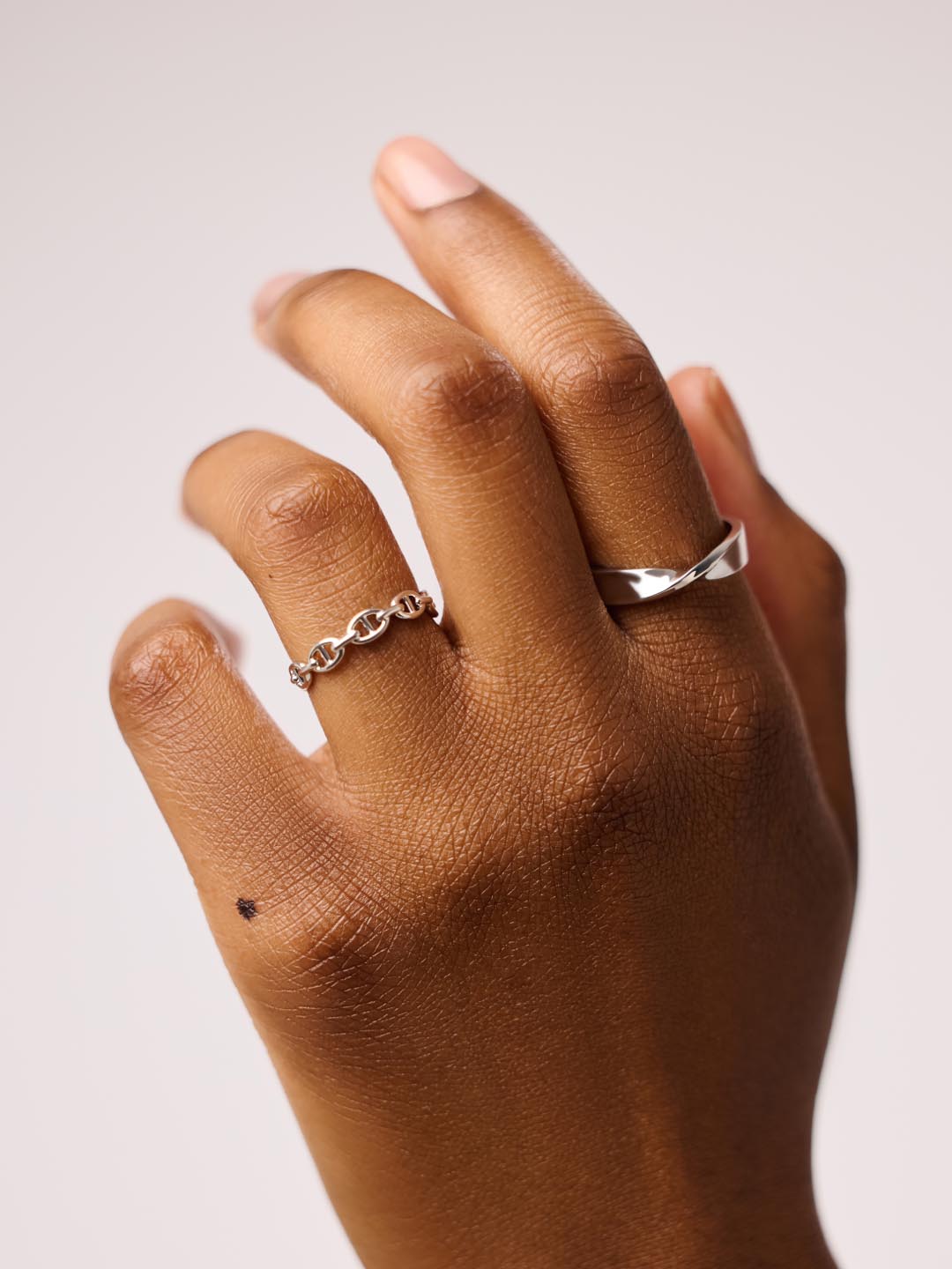 Anchor Chain Ring - Iver Silver | Rhodium on Brass