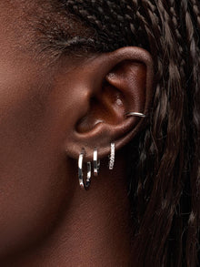 Rhodium Plated Hoop Earrings For Women Ana Luisa Huggie Hoops Medium Silver