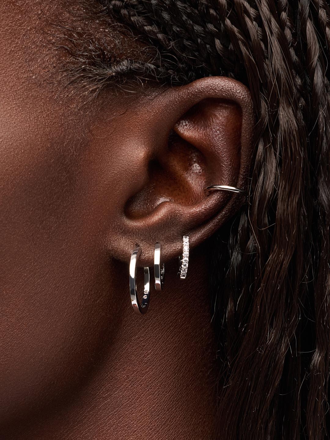 Rhodium Plated Hoop Earrings For Women Ana Luisa Huggie Hoops Medium Silver