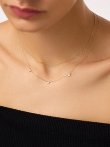 Heart Station Necklace | 10K Solid Gold | Diamonds