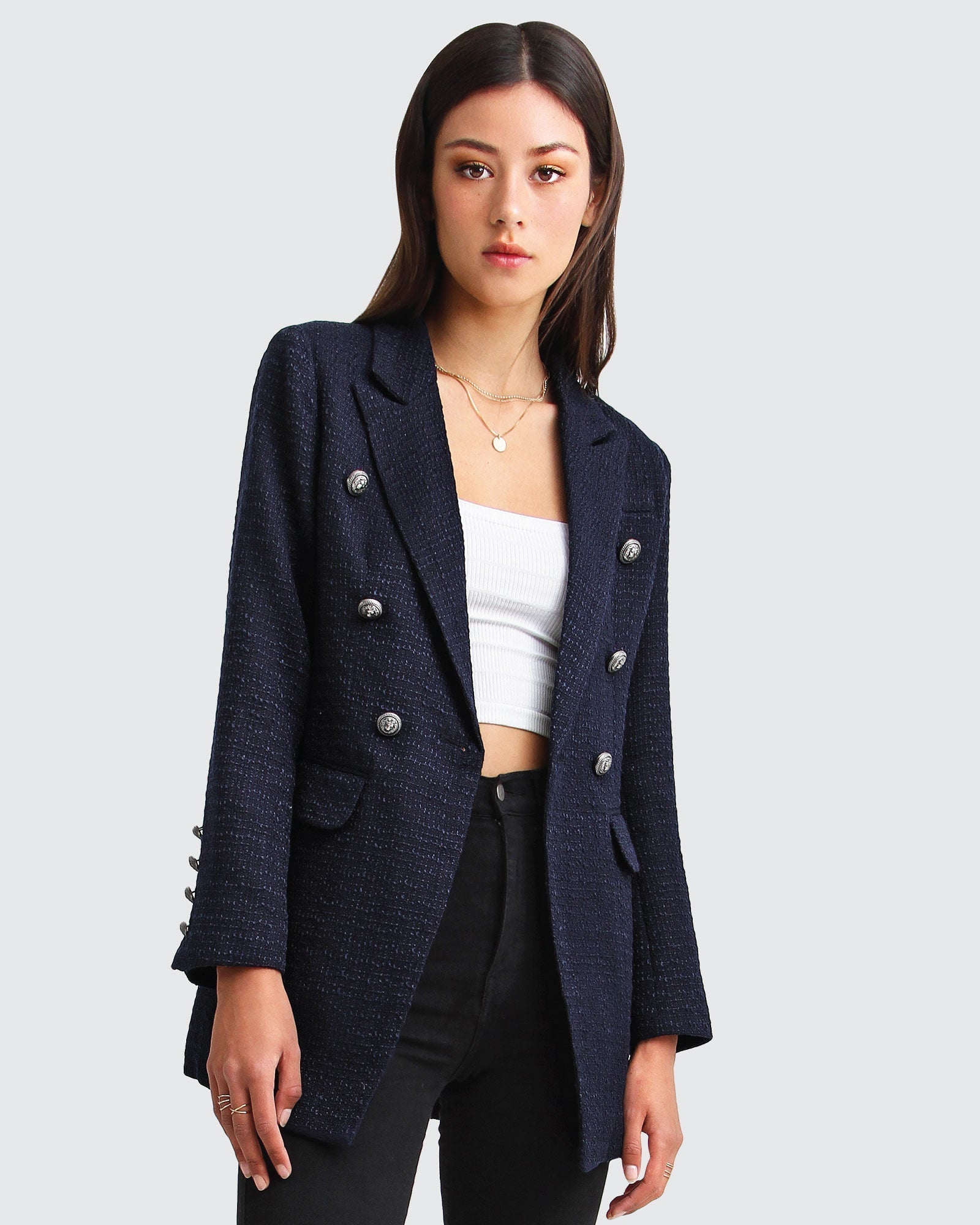 Women | Princess Polina Textured Weave Blazer | Navy