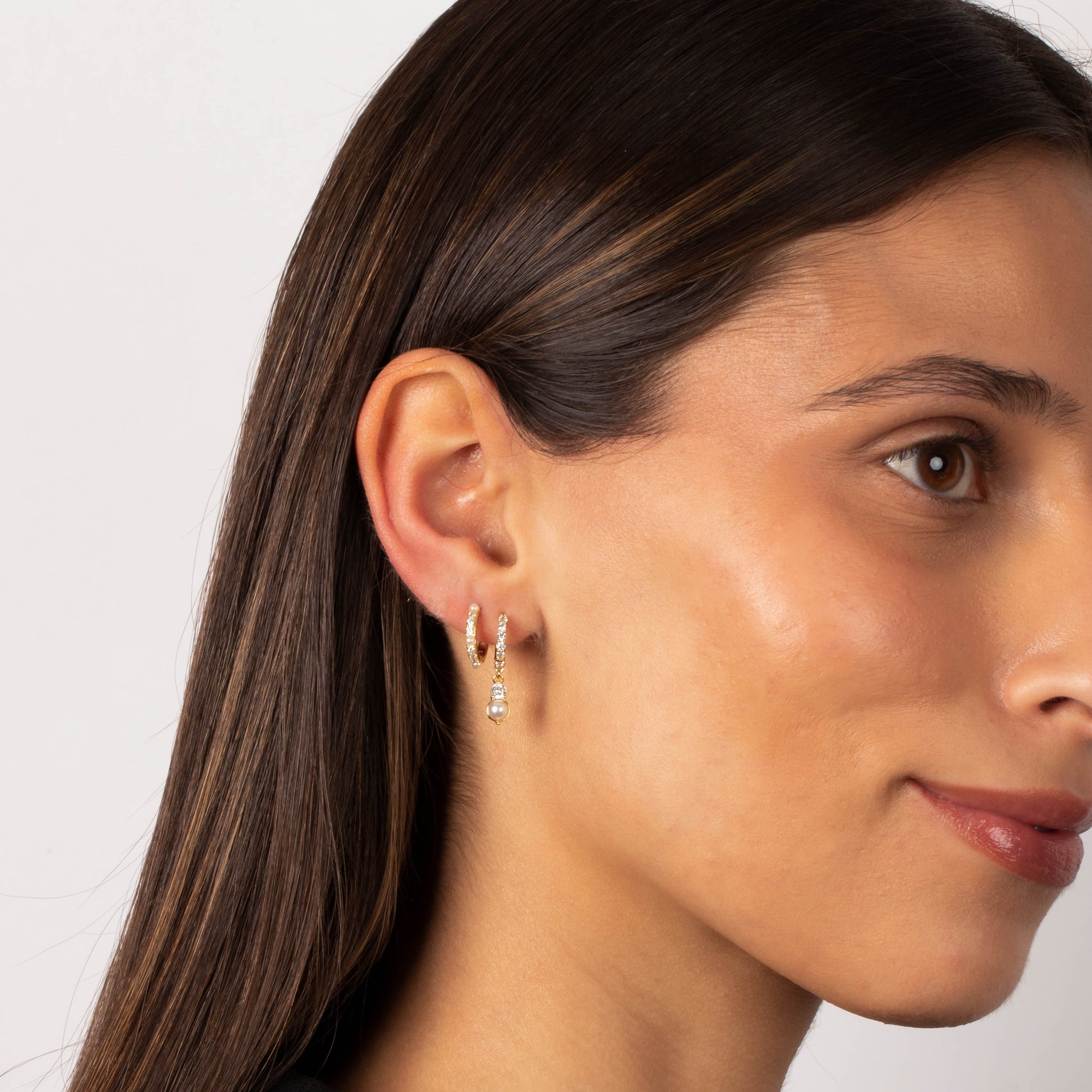 Dainty Pearl Huggie Earring Combo Set - Adina's Jewels