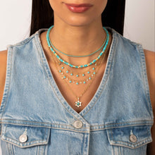 Turquoise Beaded With Gold Accent Choker Necklace - Adina's Jewels
