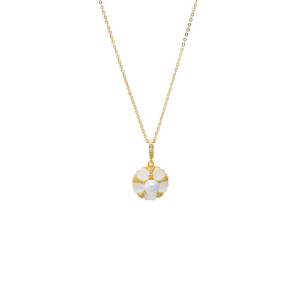 Mother of Pearl Mother of Pearl Clover Medallion Pendant Necklace - Adina's Jewels