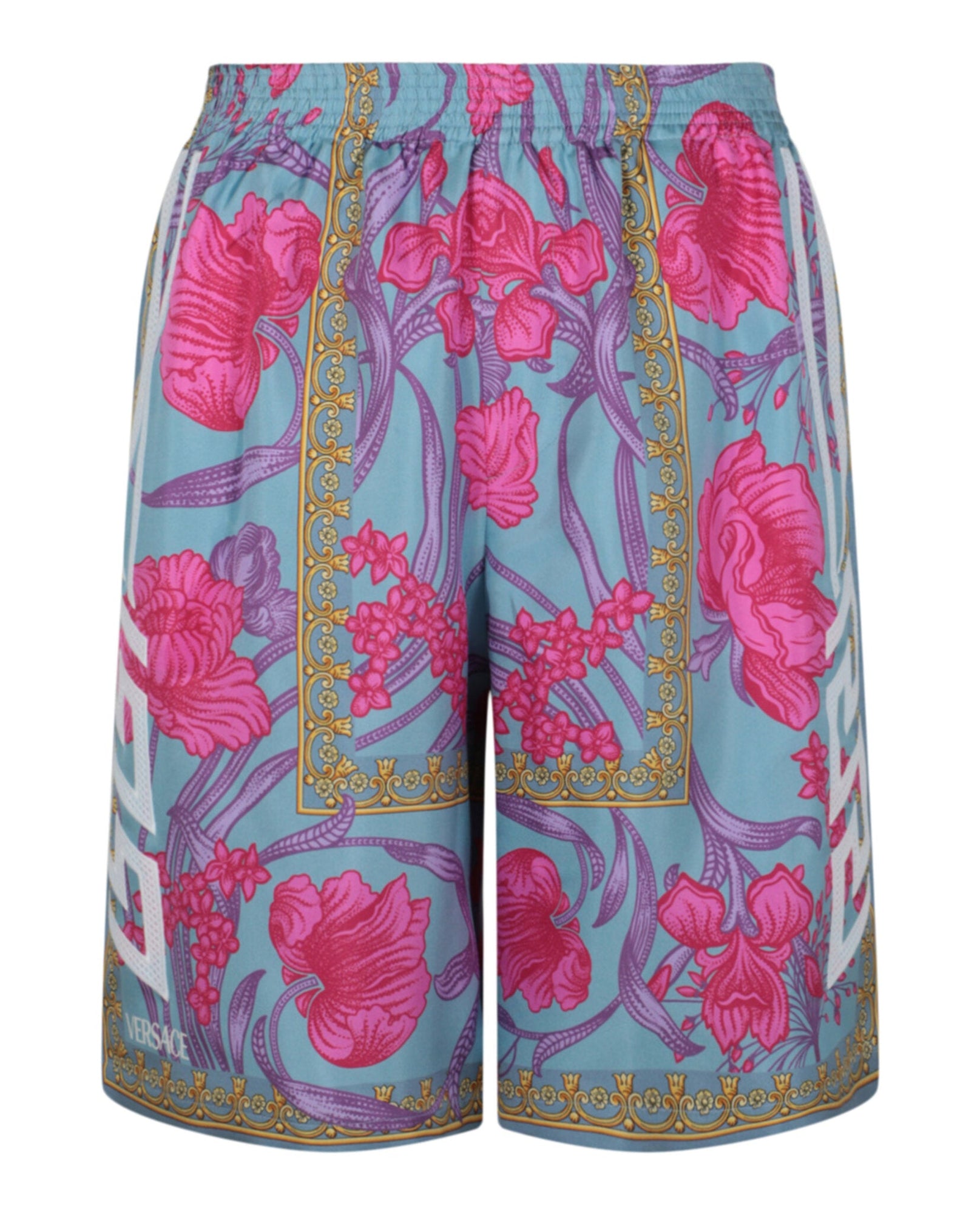 Versace | Acid Bouquet Print Silk Shorts