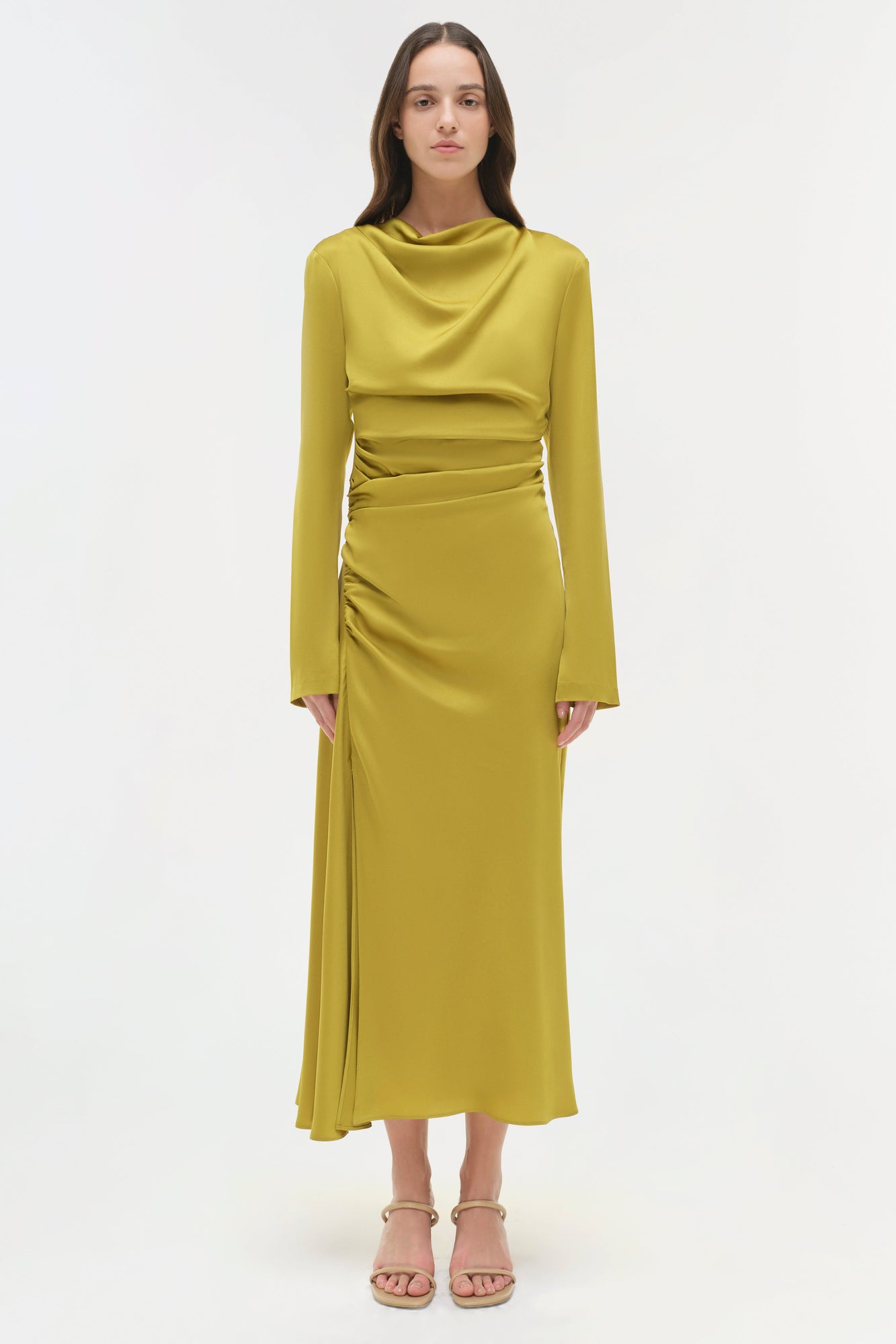 orissa satin midi dress Orissa Satin Off Shoulder Dress