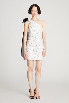 Halston | Analise Dress In Micro Dot | Chalk Black