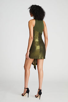 Halston | Ida Dress In Sequin And Jersey | Seaweed