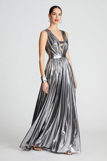 Halston | Titania Gown In Foil Jersey | Luster