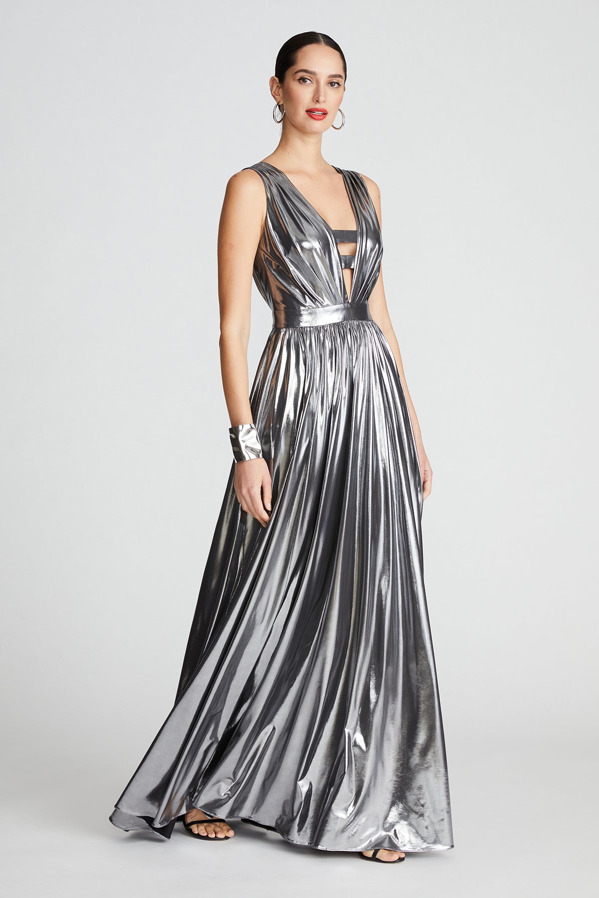 Halston | Titania Gown In Foil Jersey | Luster
