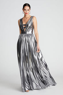 Halston | Titania Gown In Foil Jersey | Luster