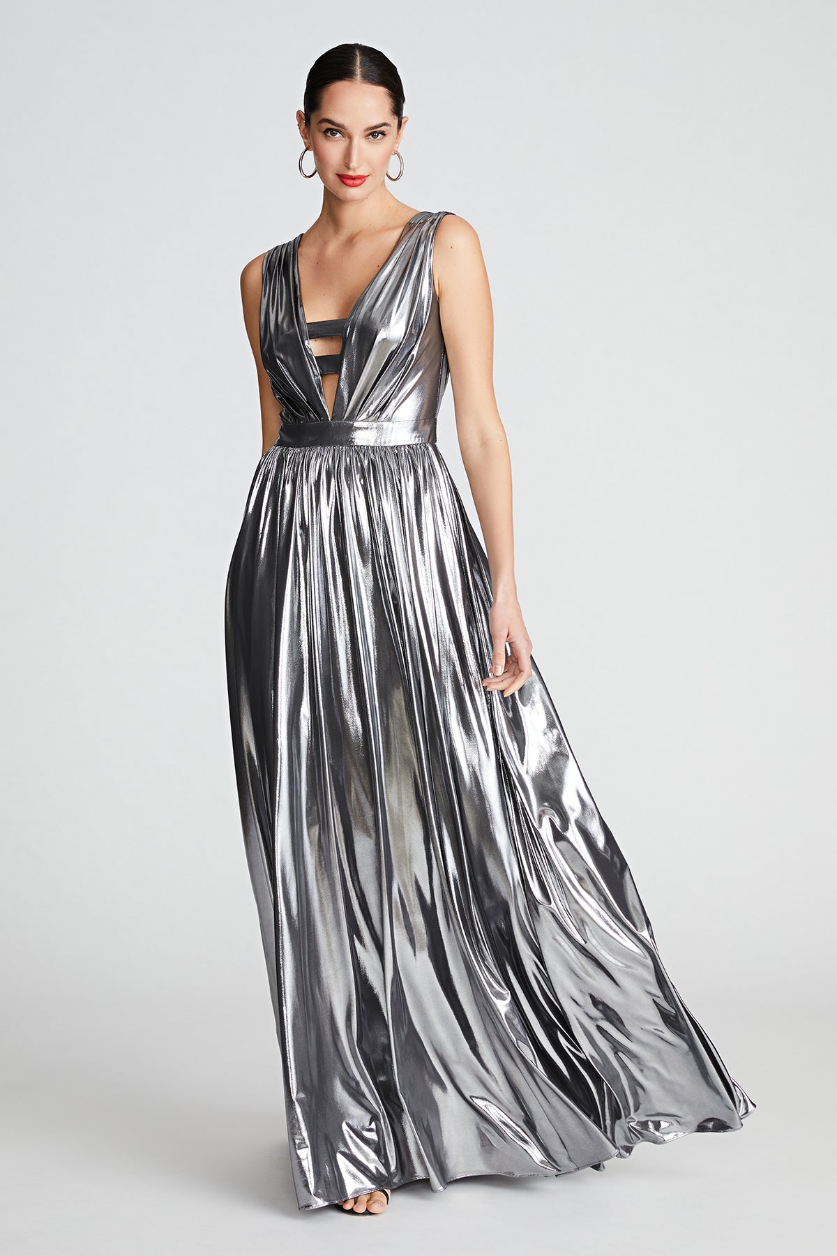 Halston | Titania Gown In Foil Jersey | Luster