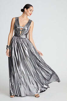 Halston | Titania Gown In Foil Jersey | Luster