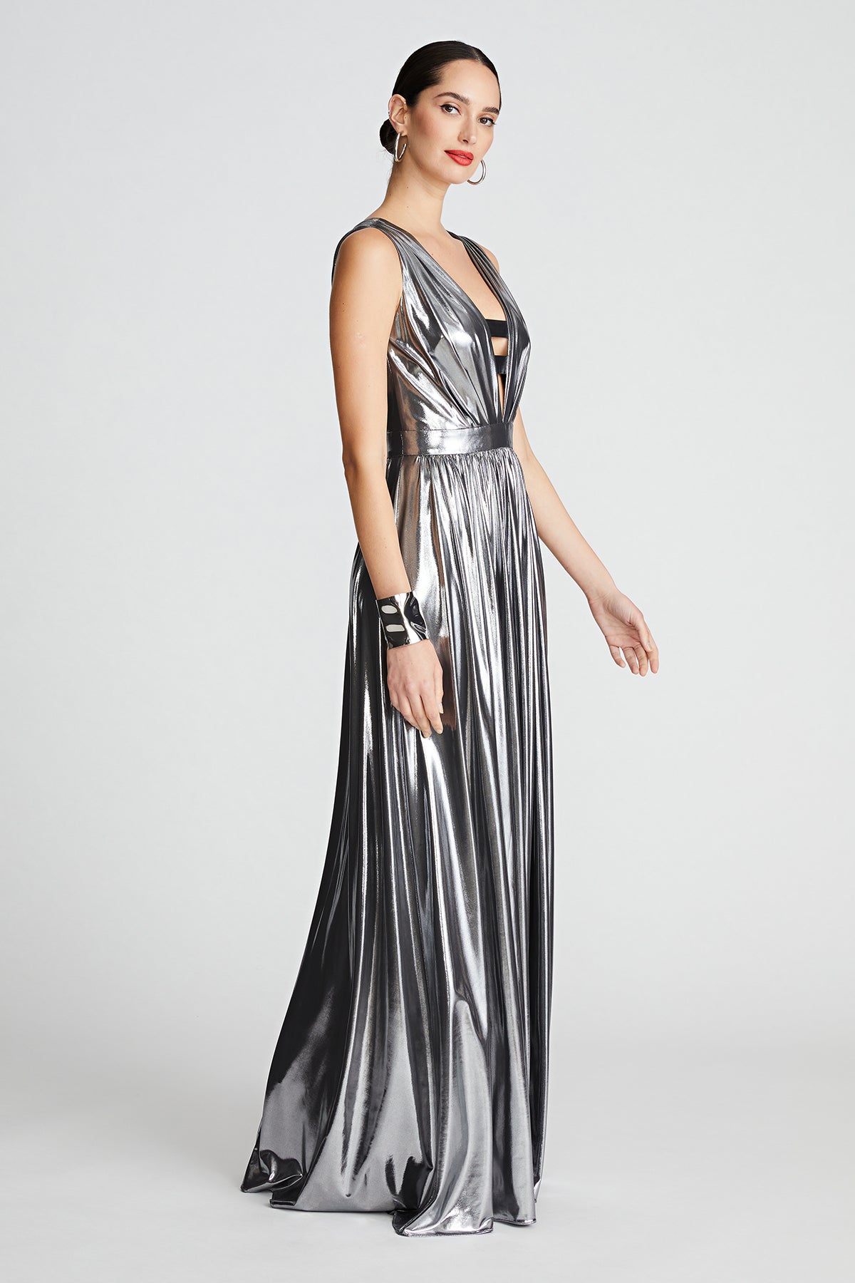 Halston | Titania Gown In Foil Jersey | Luster