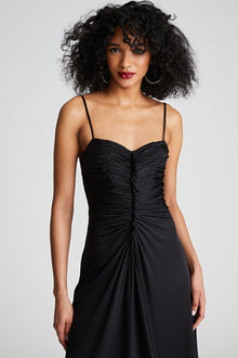 Halston | Nadine Dress In Sheer Jersey | Black