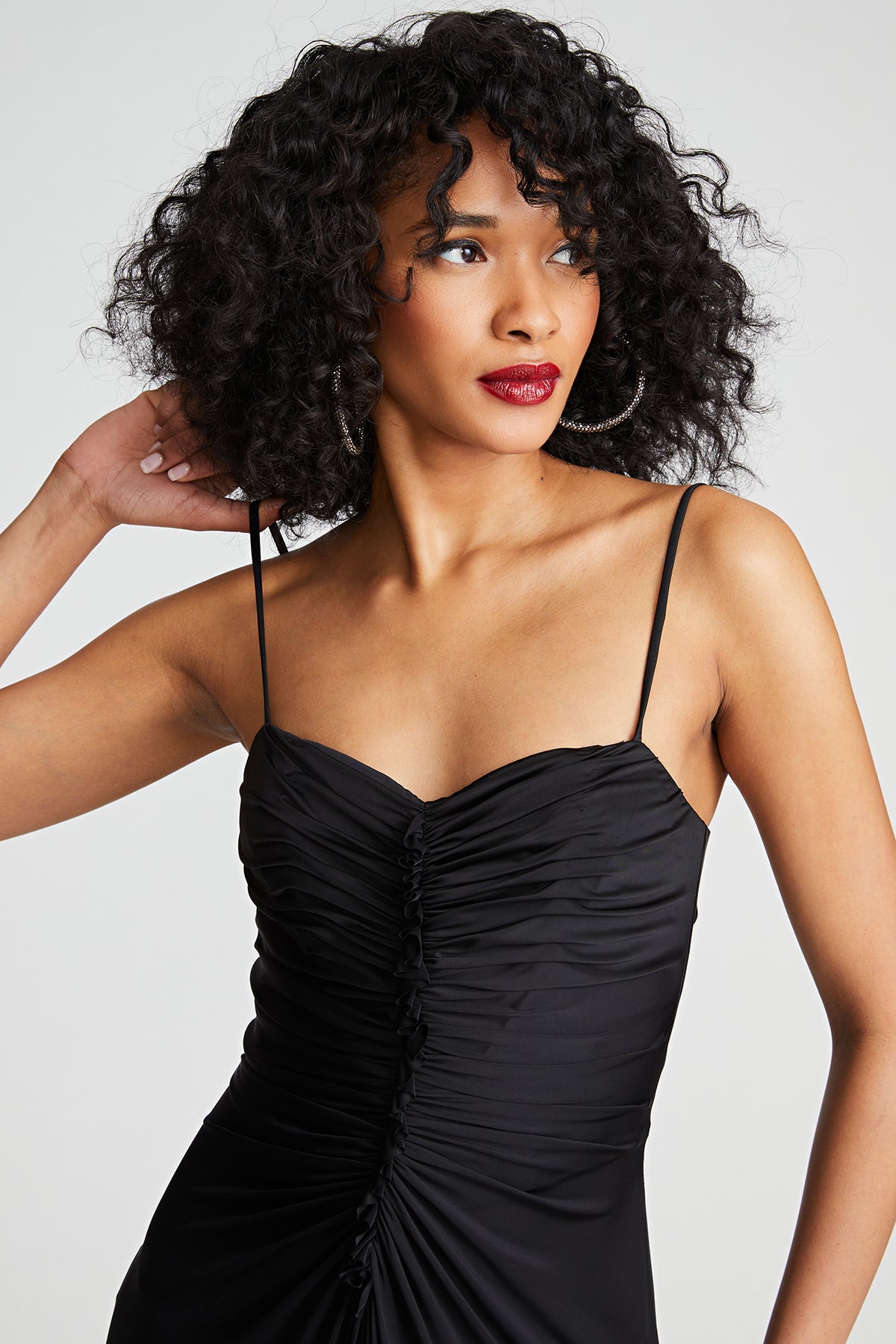 Halston | Nadine Dress In Sheer Jersey | Black