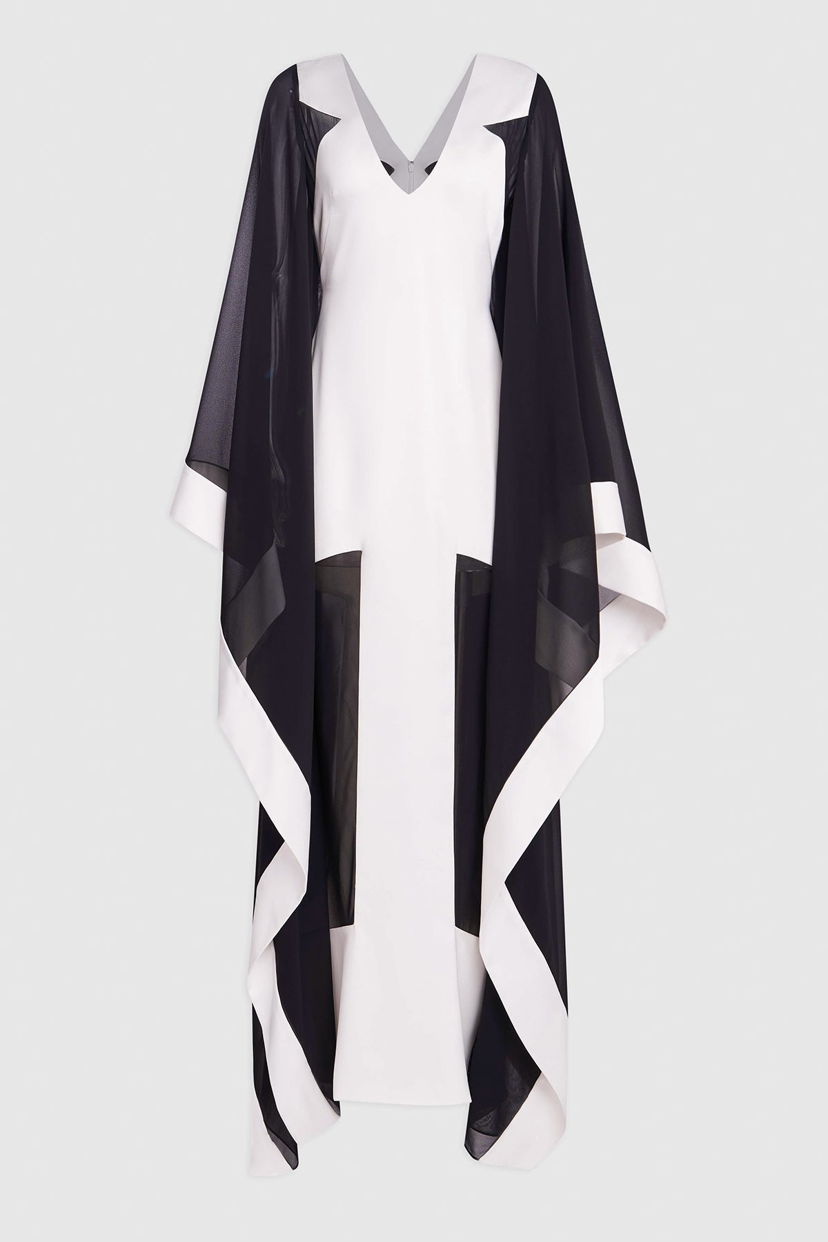 Halston | Yara Gown In Satin & Chiffon | White/Black