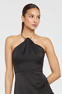 Halston | Beverly Dress In Satin | Black