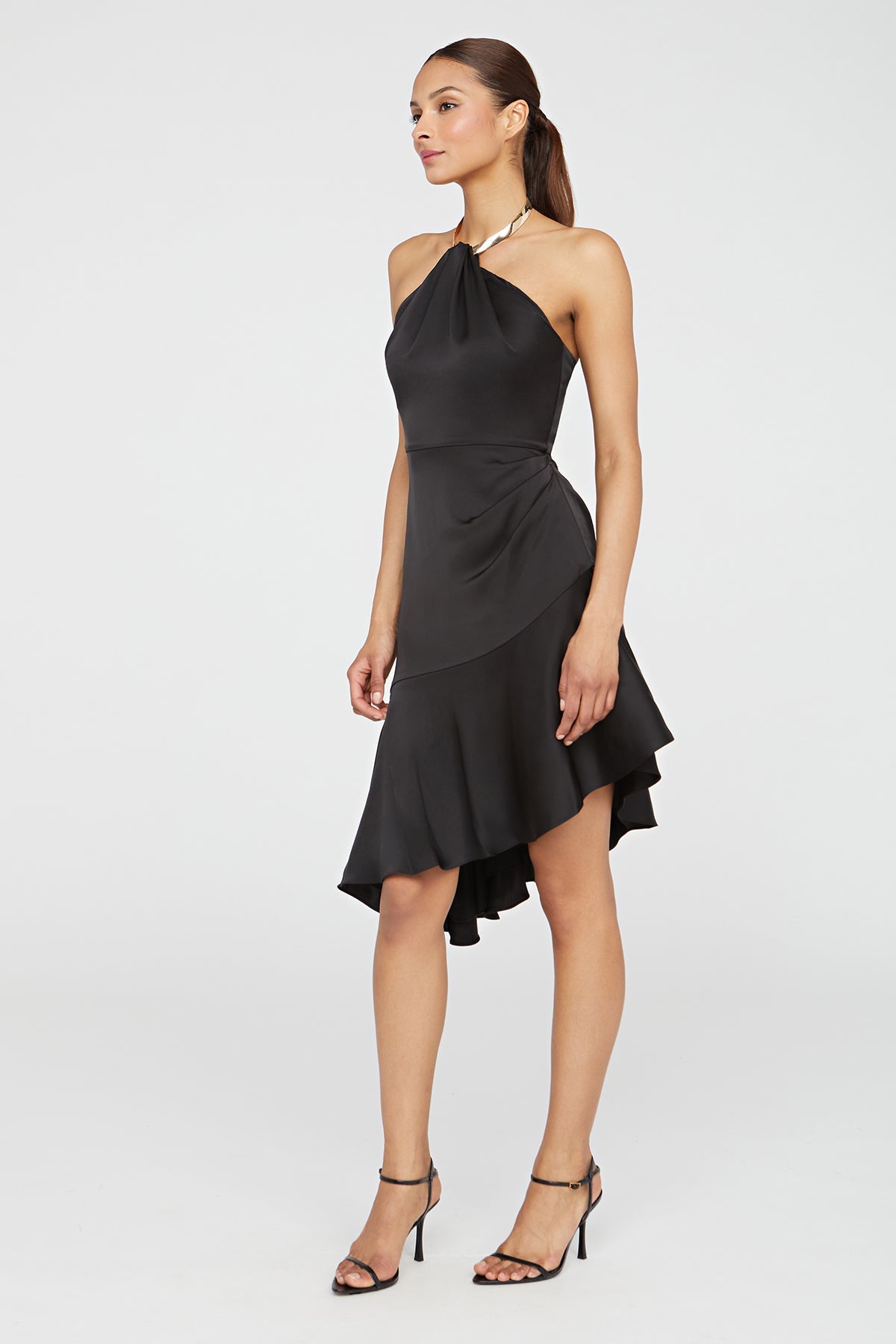 Halston | Beverly Dress In Satin | Black