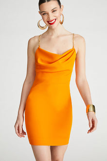 Halston | Lavinia Dress In Stretch Crepe | Orange Pepper