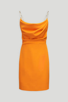 Halston | Lavinia Dress In Stretch Crepe | Orange Pepper
