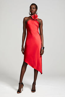 Halston | Joellen Dress In Crushed Satin | Pinotage