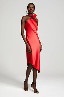 Halston | Joellen Dress In Crushed Satin | Pinotage