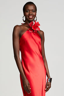 Halston | Joellen Dress In Crushed Satin | Pinotage