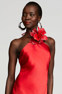 Halston | Joellen Dress In Crushed Satin | Pinotage