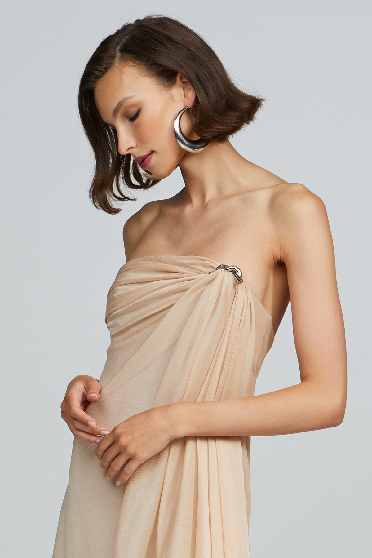 Halston | Oyster Chiffon Gown | Oyster