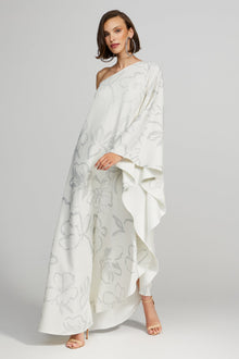 Halston | Nevean Caftain In Foil Crepe | Inked Floral