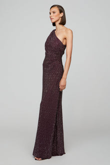 Halston | Rafelle Long Dress | Black Raspberry