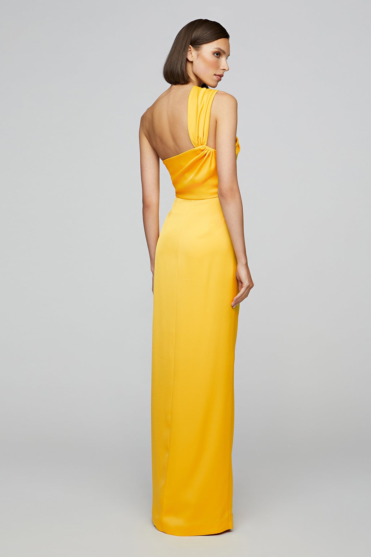 Halston | Blaise Asymmetric Long Dress | Amber